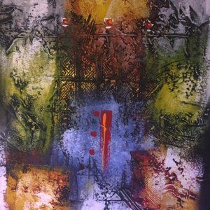 ABSTRACT OIL ON CANVAS PAINTING